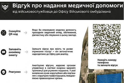 ЗАПРОВАДЖУЄТЬСЯ МЕХАНІЗМ ОПЕРАТИВНОГО ЗВОРОТНОГО ЗВ’ЯЗКУ ПРО НАДАННЯ МЕДИЧНОЇ ДОПОМОГИ ВІЙСЬКОВОСЛУЖБОВЦЯМ
