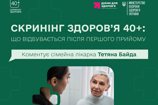 СКРИНІНГ ЗДОРОВ’Я 40+: ЩО ВIДБУВАЄТЬСЯ ПIСЛЯ ПЕРШОГО ПРИЙОМУ